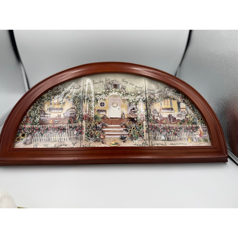 The Bradford Exchange Vintage Arched Wood Wall Plaque Cottage Family Wall Decor